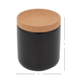 Ceramic and Cork Breathable Garlic Keeper to Allow Air Flow for Freshness, Stackable Space Saving Cork Lid, Natural Cork and Black Ceramic