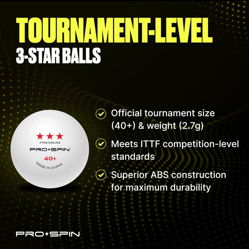 PRO SPIN Ping Pong Balls - Premium 3-Star Competition Level