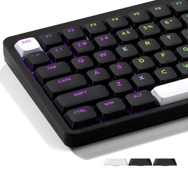 GMKWTL XVX Low Profile Black Keycaps, Shine Through Keycap Sets, Double Shot PBT Keyboard Keycaps Compatibility for 60% 75% 80% 85% 100% MX Switches Mechanical Keyboard- Only Key caps