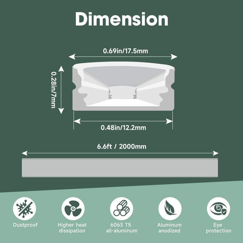 hunhun 20-Pack 6.6ft/2Meter U Shape White LED Aluminum Channel System