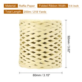 uxcell Raffia Paper Craft Ribbon, 1/4 Inch 218 Yards Raffia Twine String Packing Paper Twine for Christmas Wrapping DIY Craft, Kraft
