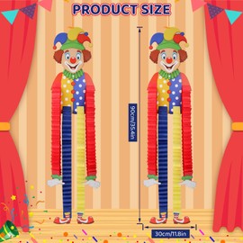 Clown Banner Carnival, 2 Pieces Clown Decoration Carnival, Clown Fancy Dress Decoration, Colour Paper Streamers Carnival Hanging Banner, Fancy Dress Party Decoration for Indoor Outdoor Birthday Garden