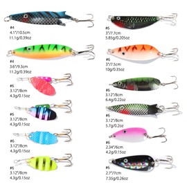 Dr.Fish Fishing Lures Spinnerbait Set, 12pcs Fishing Spinners Kit with Tackle Box Included Fishing Spinners Willow Leaf Fishing Spoon Lure for Trout Bass Freshwater Fishing