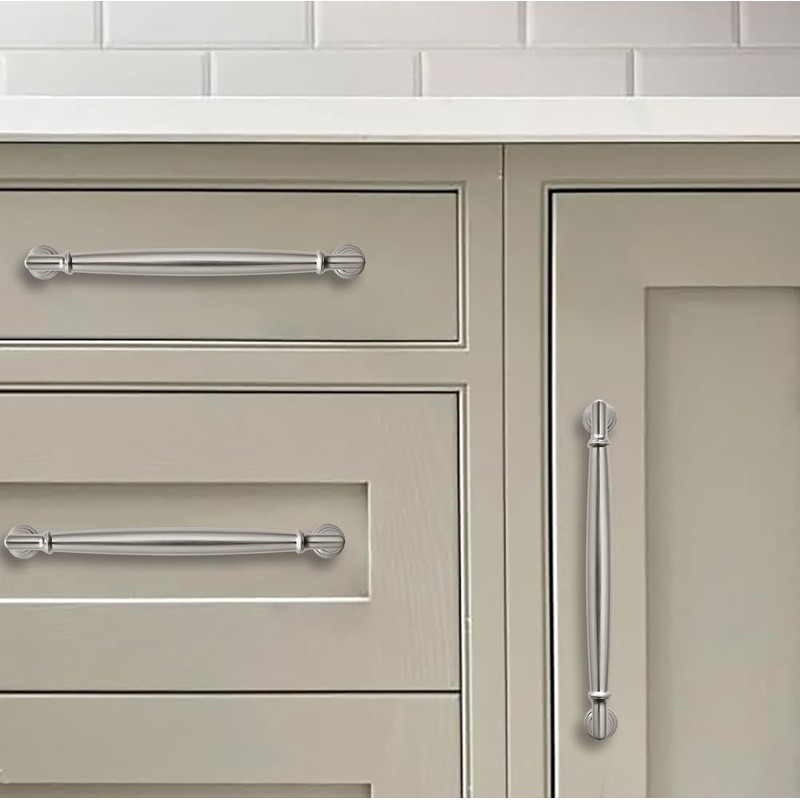 khtumeware 10 Pack 3-3/4 Inch(96mm) Brushed Satin Nickel Cabinet Pulls