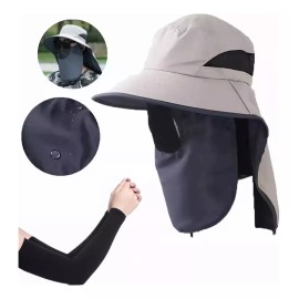 Dolores Sombrero Pesca Sol Protección Cuello Cara Mangas Brazo 3pcs