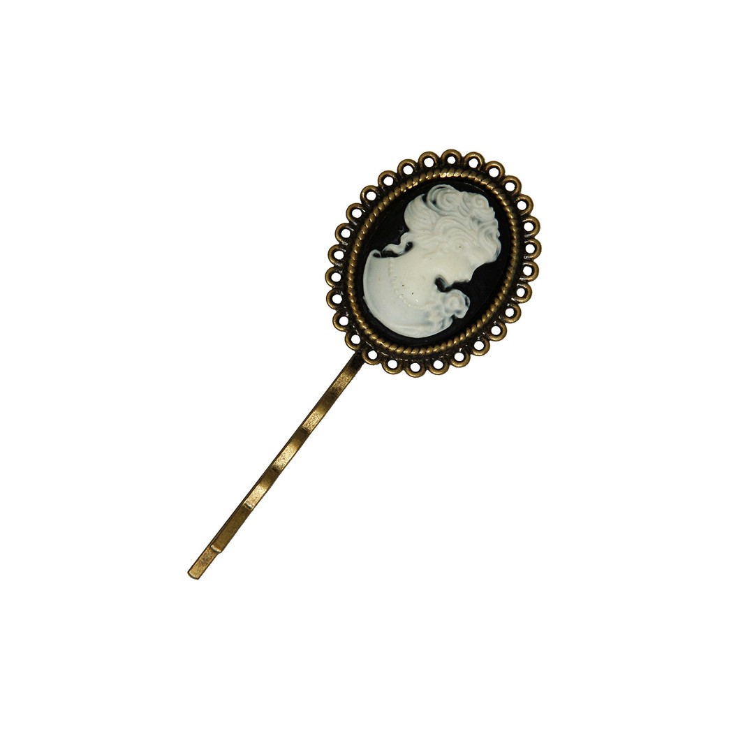 Victorian Lady Cameo Antique Bronze Hair Pin -2.75" (1) +Gift Bag