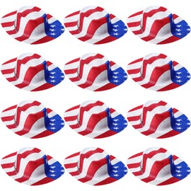 Shyyween 12 Pcs American Flag Plastic Sequin Hats Bling Patriotic 4th of July Cowboy Hats Red White and Blue Caps Western Rodeo Party Supplies for Independence Day USA Party Accessories