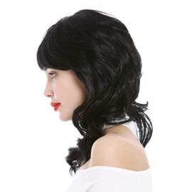 WIG ME UP - 9383-1B Lady Wig shoulder-length medium long layered naturally waved wavy black