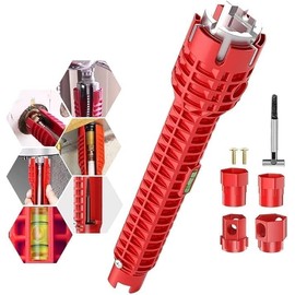 Mr.Gadget's Solutions 14-in-1 Faucet Sink Wrench Plumbing Tool Set - Multifunctional Pipe & Tap Spanner Set for Tigh Space Sink Bathroom & Kitchen Repairs with Confortable Grip