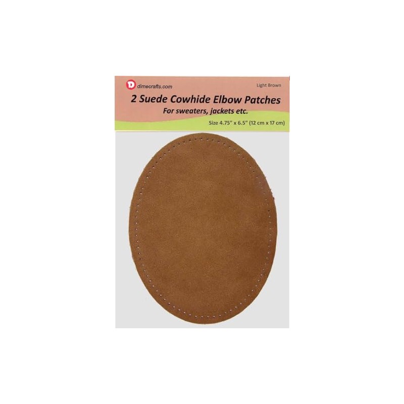 -2 Sew-on Large Natural Suede Leather Elbow Patches Size 4.75