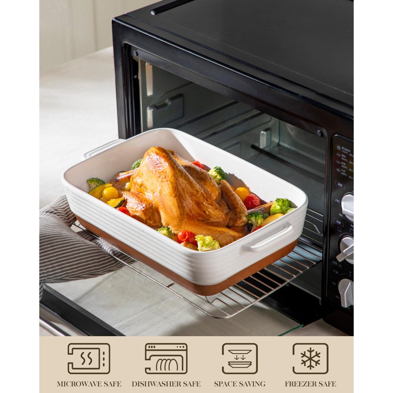 MALACASA Casserole Dishes for Oven, Ceramic Baking Dishes Set of