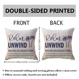 ULOVE LOVE YOURSELF Coastal Beach Throw Cushion Covers Double-Sided Tropical Palm Paddles Anchor Starfish Summer Beach House Decorative Pillowcase 18 x 18 Inch 4Pack Porch Patio Decor (Blue)