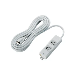 Elecom T-WRM3250LG/RS Power Strip with 2 Outlets, 3P Plug, Magnet, 16.4 ft (5 m), Gray