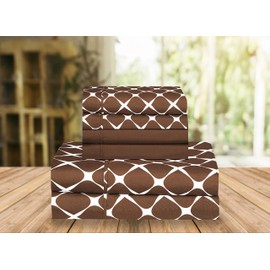 Elegant Comfort Luxury Soft Bed Sheets Bloomingdale Pattern - 1500 Premium Hotel Quality Microfiber Softness Wrinkle and Fade Resistant (4-Piece) Bedding Set, Twin/Twin XL, Chocolate