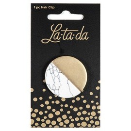 La-ta-da Marble and Metal Round Barrette - 1pc Gold
