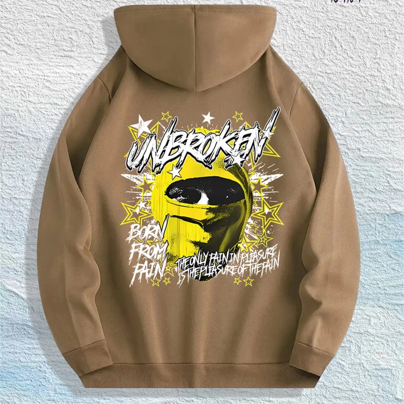 Unbroken Graphic Hoodie 100% Cotton US Warehouse 7 ColorsColor: Brown,