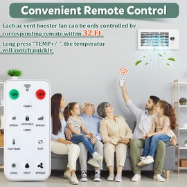 Feekoon 1 Pack Smart Quiet Register Booster Fan, 4'' x 10'' AC Vent Booster Fan with Intelligent Thermostat Control and Remote Control, Cooling Heating White Vent Fan Booster, 160 CFM