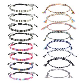 ATBUSS 16-Piece Bohemian Style Bracelet, Handwoven Bracelet, Skin-friendly, Adjustable Fabric Bracelet, Outdoor Sports Anklet, Surfer Beach Bracelet, Suitable for Parties or Surfing, Fabric Art