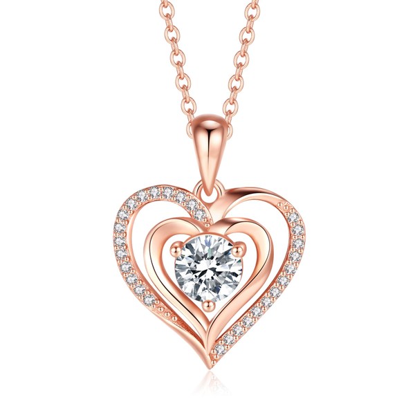 Jrêveinfini Herz Kette Halskette Damen Rosegold Silber 925 mit Anhänger,