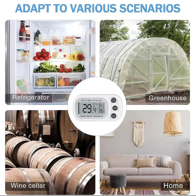 Fridge Thermometer, Indoor Fridge Thermometer, Digital Freezer Thermometer, Waterproof Refrigerator
