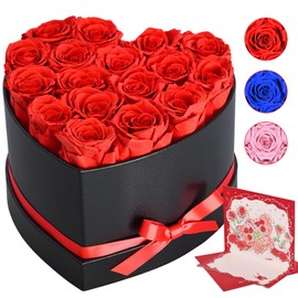 Livofloral Rose Box, 17 Preserved Rose Eternal Rose, Infinity Roses Gifts for Mother, Birthday Gifts, Valentine's Day, Christmas, Wedding Anniversary, Heart Rose Box for Girlfriend, Women, Grandma