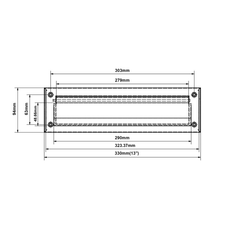 QCAA Solid Brass Mail Slot, with Solid Brass Interior Back