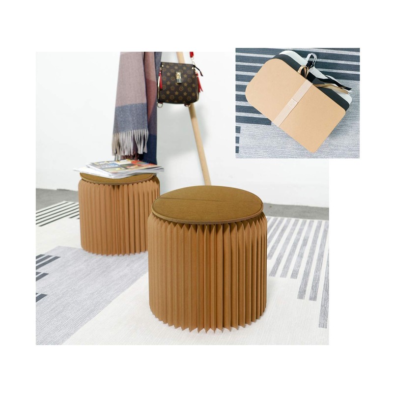 Brown Craft Paper Stool - 11 inch Heigh - Folded