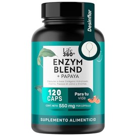 LIFE 360+ Enzimas Digestivas + Papaya | 120 cápsulas | 1100mg por porción