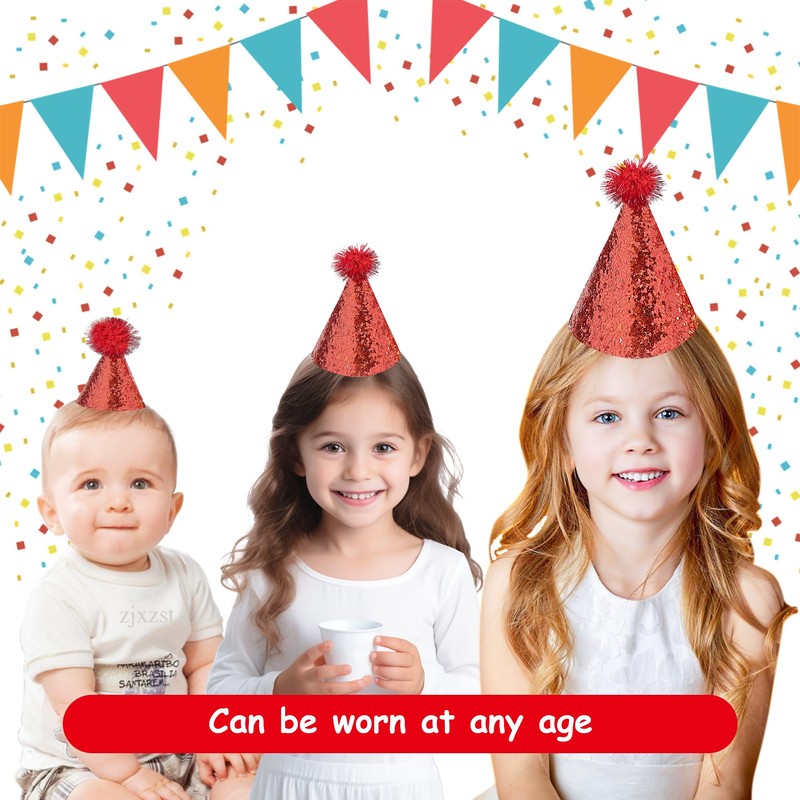 JpGdn 12 Pcs Pack Cone Party Hat with Adjustable Headband