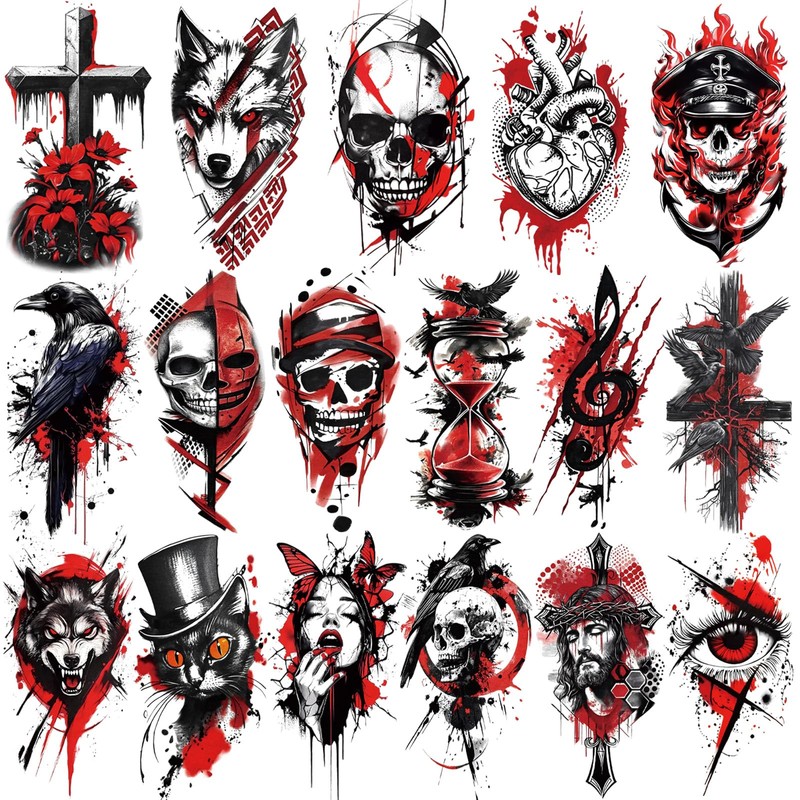 77 Sheets Temporary Tattoos for Adults and Kids, Cool Waterproof