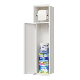 Neodrain Recessed Toilet Paper Holder, in Wall Toilet Paper Holder, 304 Stainless Steel Tissue Paper Holder with Dispense and Storage for Bathroom, White