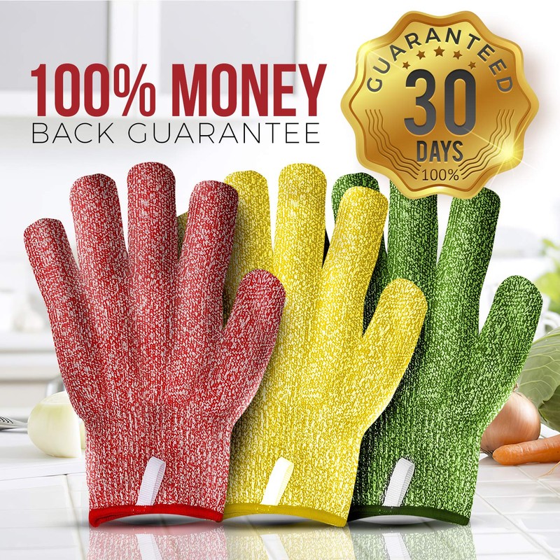 TruChef Cut Resistant Gloves - 3 Pack, Food Grade, Fits
