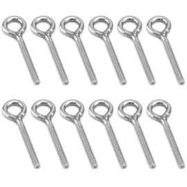 Eye Bolt M4, Eye Screw, Pack of 12 Eye Bolts, Long Shaft Stainless Steel Ring Bolts, Welded Screw Rings for Fixing and Hanging