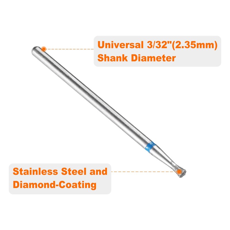 sourcing map 6pcs 120-140 Grits Diamond Grinding Bit 2mm Inverted