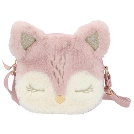 Depesche 12574 Princess Mimi Wild Forest Shoulder Bag with Plush, Deer Face and Ears, Zip Pocket, 16