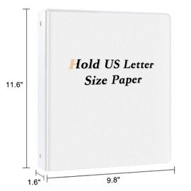 CIXILDTS 1-inch Round Ring Binder, Standard 3 Ring Binder Fit Letter Size Paper, Presentation View Binders, White,12-Pack