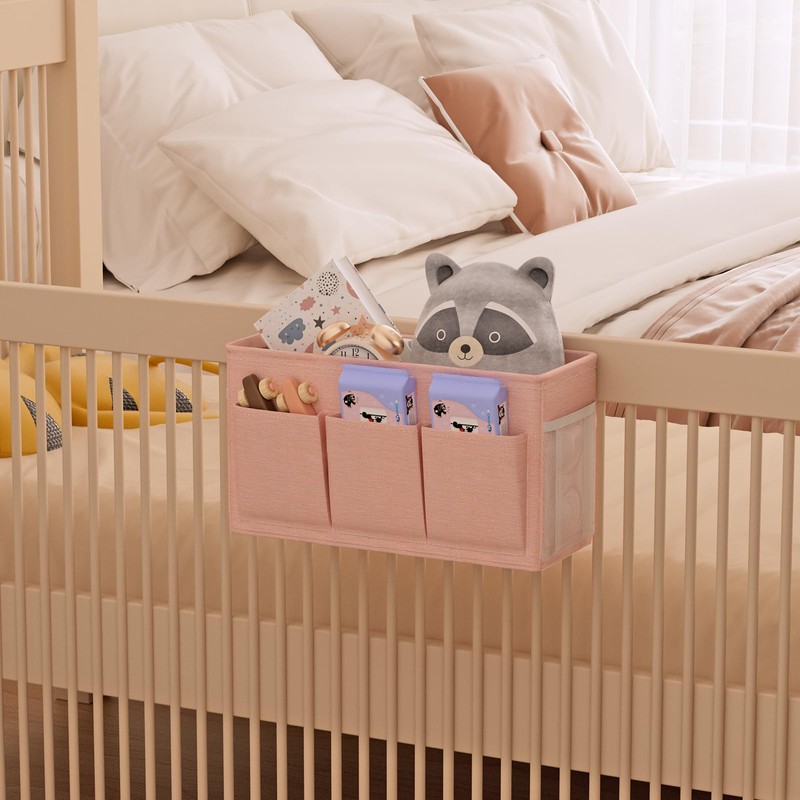 Edudif Dual-purpose Bedside Caddy Bedside Organizer, Bed Caddy with 6