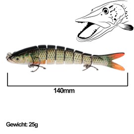 Wobbler Jerkbait 150 MM Rotauge fishing for PIKE BASS Zander