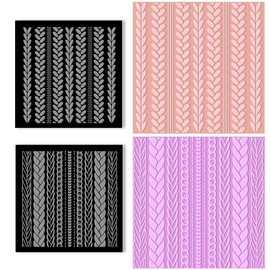 BENECREAT 2Pcs Polymer Clay Texture Sheets, Knitted Grain Clay Texture Mat Square Clay Stamps Acrylic Embossing Tools for Polymer Clay Earrings Jewerly Making, 4x4inch