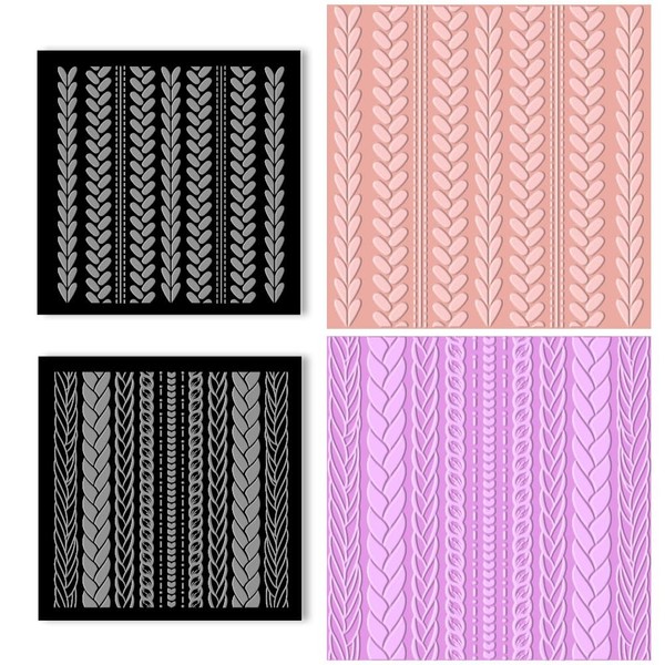 BENECREAT 2Pcs Polymer Clay Texture Sheets, Knitted Grain Clay Texture