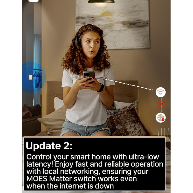 MOES Matter Smart Touch Wall Light Switch, Glass Panel Wi-Fi