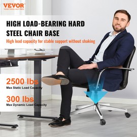 VEVOR Office Chair Base Replacement, 28", 2500 lbs Static Load Capacity, Heavy Duty Universal Computer Desk Chair Stool Base Part with Reinforced Metal Legs, Desk Chair Base Replacement Parts, Silver