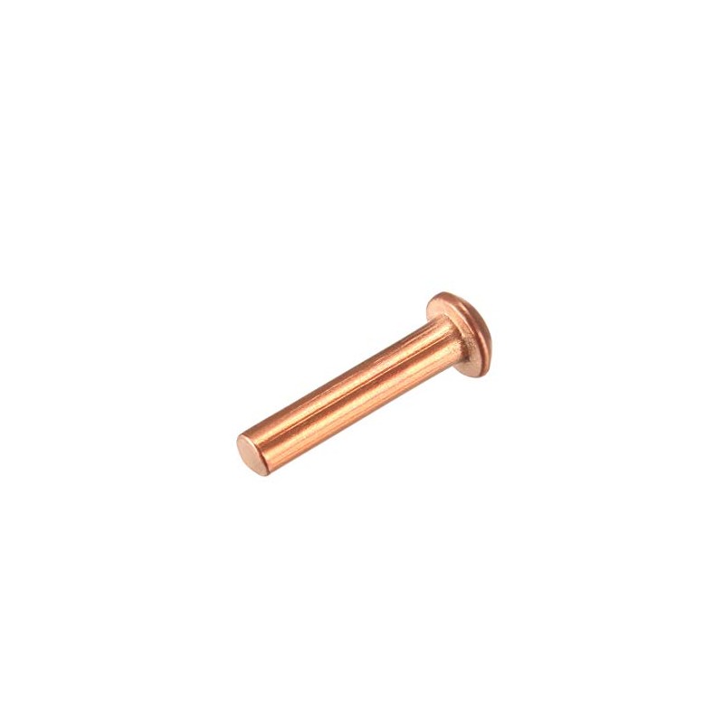 sourcing map 50Pcs 1/8" x 35/64" Round Head Copper Solid