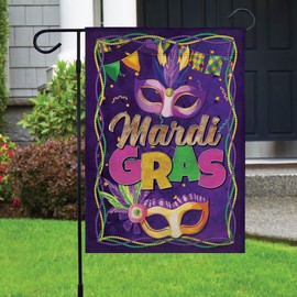 Mardi Gras Carnival Garden Flag - 12x18 Double Sided Garden Flag for Porch, Yard, Garden, Home, Holiday Decor