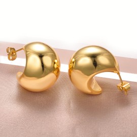 JOLCHIF Drop Earrings 18 Carat Gold Earrings Women's Trendy Gold-Plated Thick Earrings Dupes for Women Trendy Fashion Jewellery, Stainless Steel, not known