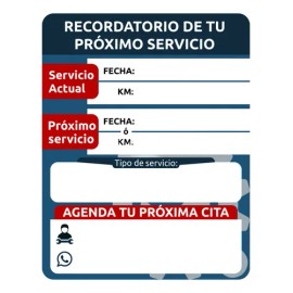 Etiquetas Adhesivas Agenda Proximo Servicio  240pzs 6.4x5cm Color Transparente Diseño impreso AZULCROJO                                               