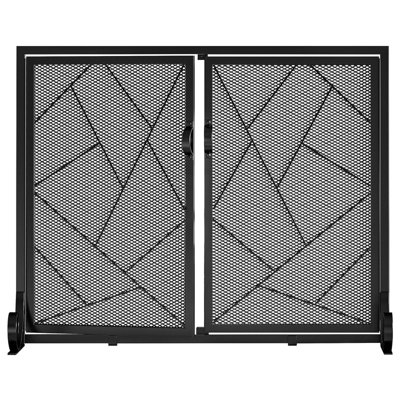 Fire Beauty Fireplace Screen with Hinged Doors Cast Iron Border
