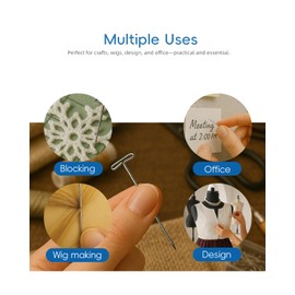 60PCS T-Pins 2 Inch with Safe Plastic Box, Sturdy Rust-Resistant Stainless Steel T-Shaped Pins for Knitting, Wig Making, Blocking Crochet & Office Use – Premium Craft Tools from Flickzo