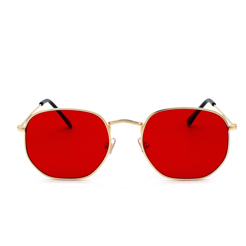 WDZAYXC Classic Polygonal Embossed Design Sunglasses with Metal Frame for