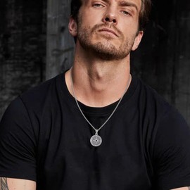 URONE Compass Locket Chain 925 Sterling Silver Compass Locket Pendant Necklace Compass Jewellery Gifts for Men Women, Sterling Silver, No Gemstone